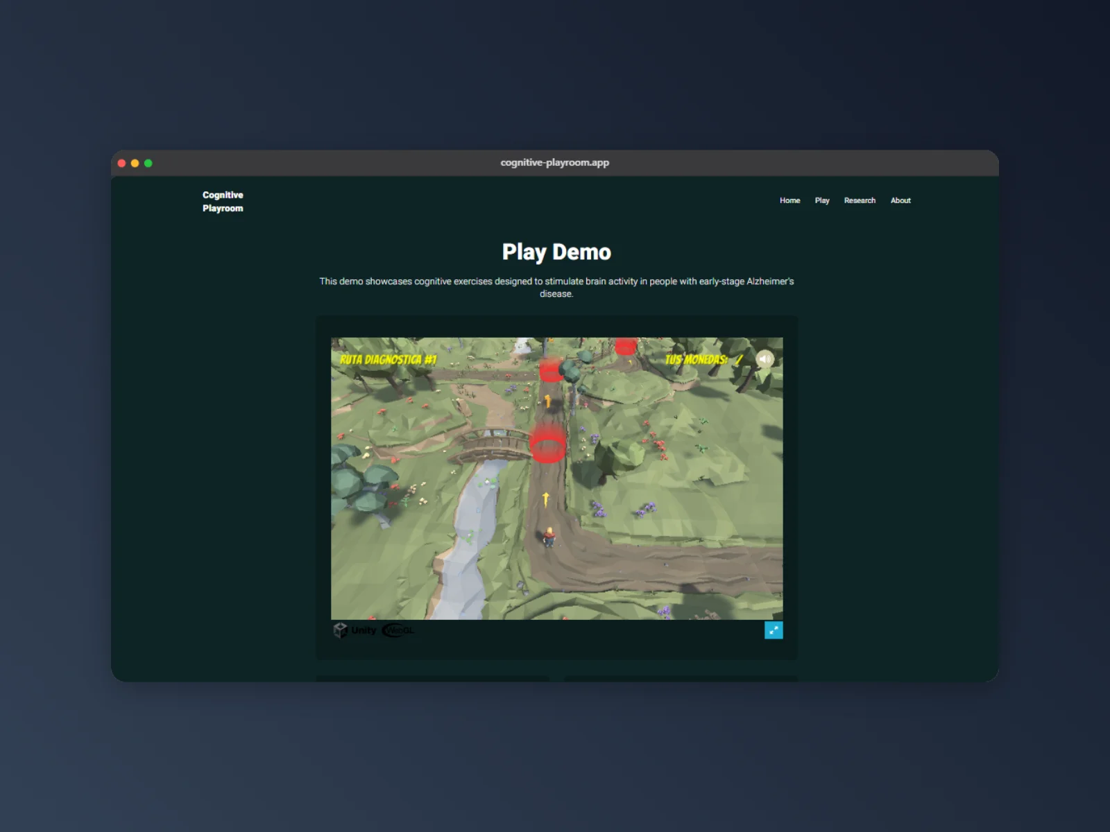 The videogame preview running in the browser, showing a 3D environment with a character and interactive elements.